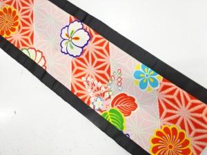 アンティーク　麻の葉に花模様　子供帯（材料）